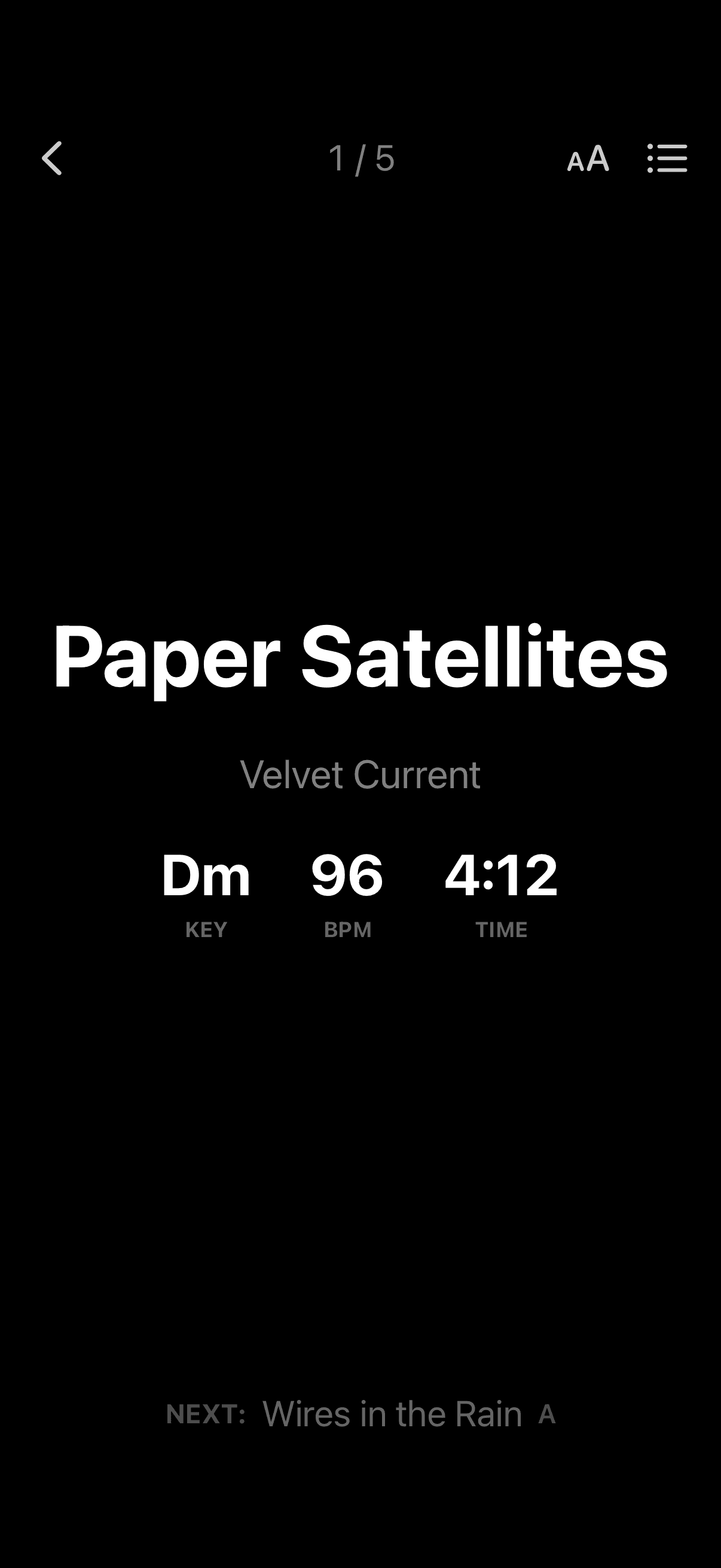 Ready on stage in the Setlist iPhone app